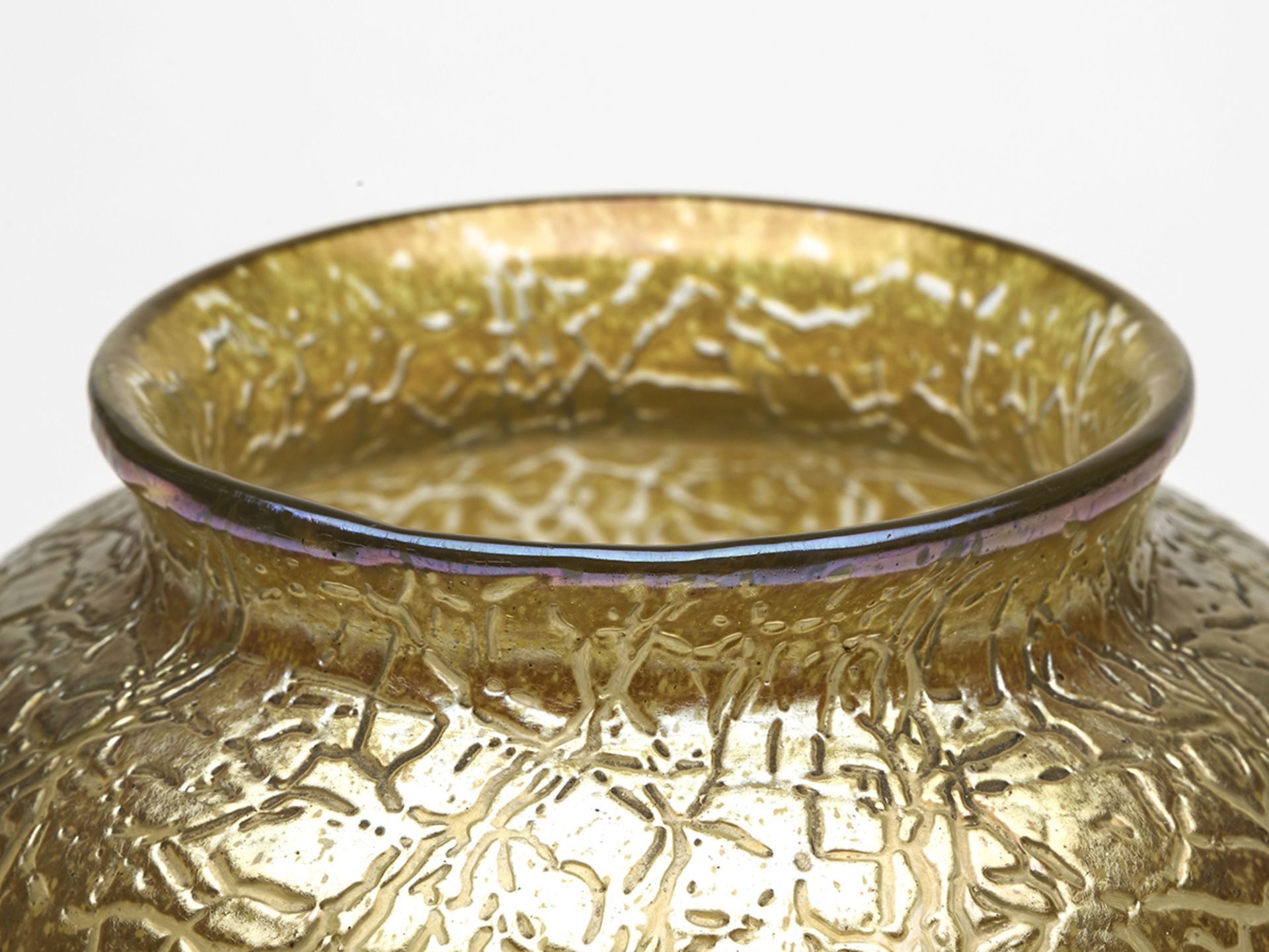 Loetz Art Nouveau Golden Crackle Finish Art Glass Vase 1910 - Image 5 of 9