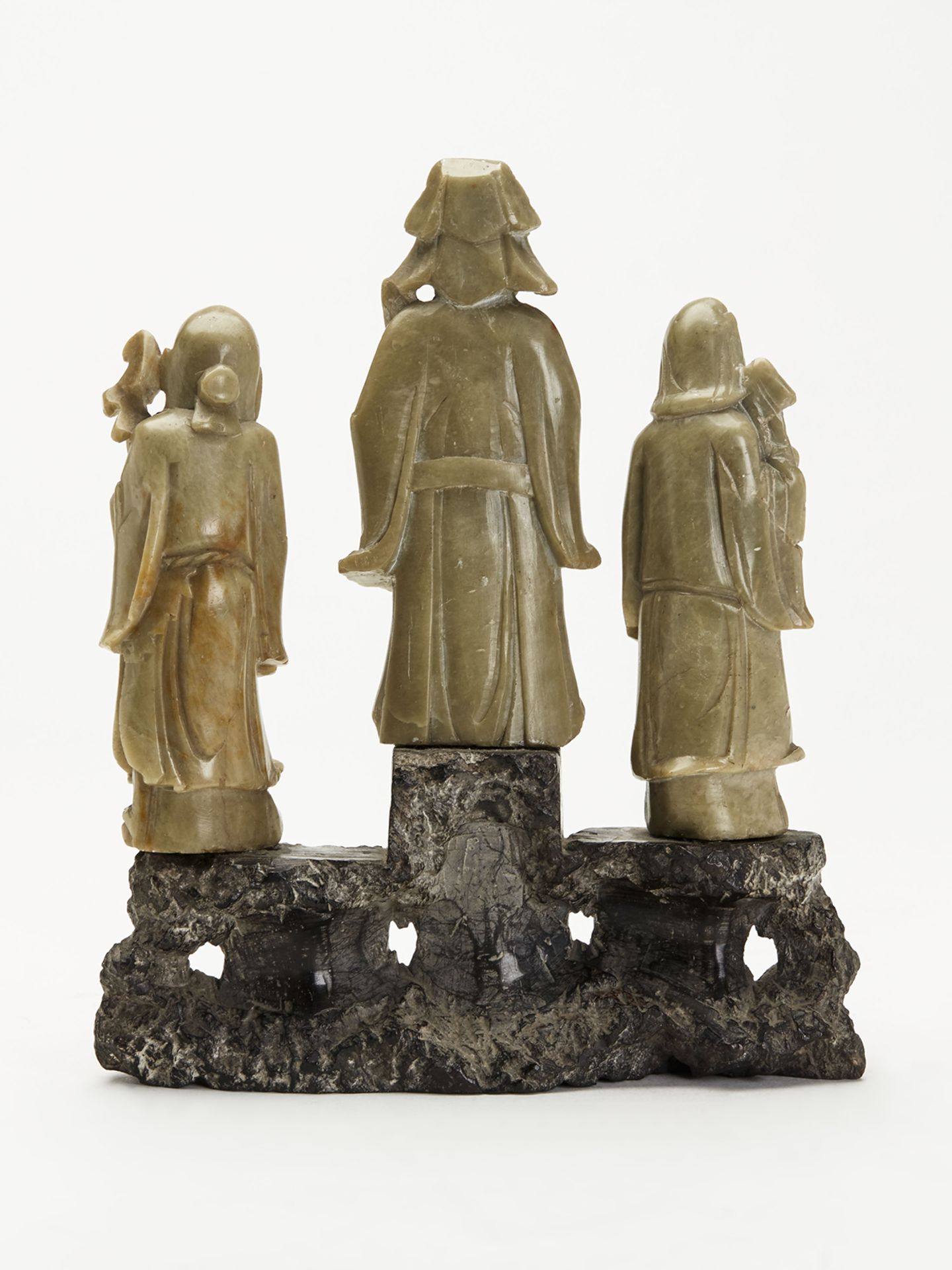 Antique Chinese Carved Soapstone Three Immortals C.1920 - Bild 3 aus 6
