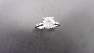 1.72ct diamond solitaire ring set in platinum. Enchanced diamond, I colour and I2 clarity. 4 claw
