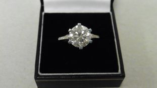 4.23ct diamond solitaire ring set in 18ct white gold. Brilliant cut diamond H colour, I2clarity. 6