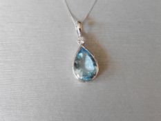 18ct white gold Aquamarine and diamond pendant,3.09ct Brazilian aquamarine 13mm x9mm x4.7mm ,0.