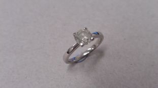 1.67ct diamond solitaire ring set in platinum. Enchanced diamond, G colour and I2 clarity. 4 claw