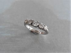 0.75ct diamond five stone ring set in platinum. 5 graduated brilliant cut diamonds, H/I colour,