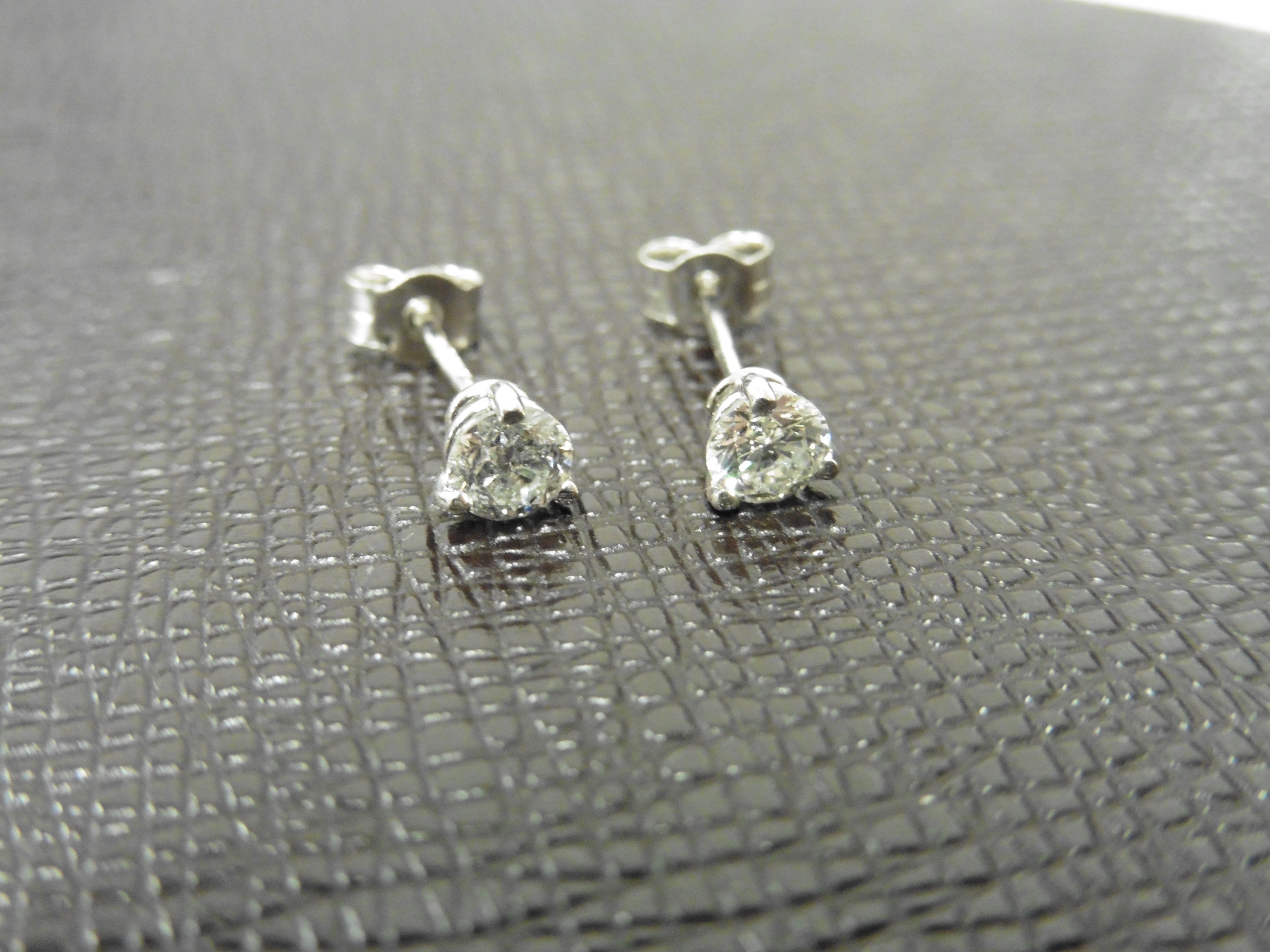 0.50ct diamond solitaire stud earrings set in platinum. I colour, si3 clarity. 3 claw setting with - Image 2 of 2