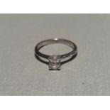 0.34ct diamond solitaire ring set with an oval cut diamond. I colour, si2 clarity. Set in platinum 4