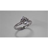 1.06ct diamond solitaire ring set in platinum. H colour, si3 clarity. 4 claw setting.Ring size M.