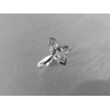 0.60ct diamond solitaire ring set in platinum. Marquise diamond. I colour and i1 clarity. 2 claw