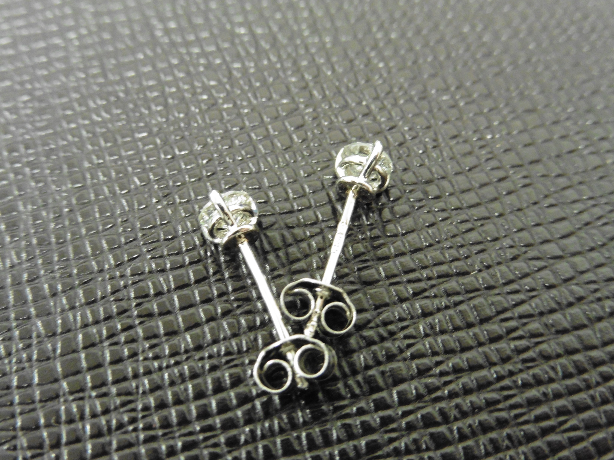 0.33ct diamond solitaire stud earrings set in platinum. I colour, si3 clarity. 3 claw setting with - Image 2 of 2