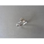 0.91ct diamond solitaire ring set in platinum 950. J colour and I1 clarity. 6 claw setting. Size N