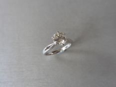 0.91ct diamond solitaire ring set in platinum 950. J colour and I1 clarity. 6 claw setting. Size N