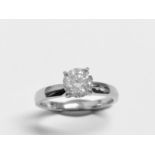 0.80ct diamond solitaire ring set in platinum. I colour, I1 clarity. 4 claw setting .Ring size M.