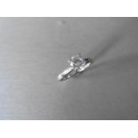 0.81ct diamond solitaire ring set in platinum. I colour, I1 clarity. 4 claw setting.Ring size N.