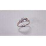 1.00ct diamond trilogy ring. 3 graduated brilliant cut diamonds, I/J colour and si3 clarity total
