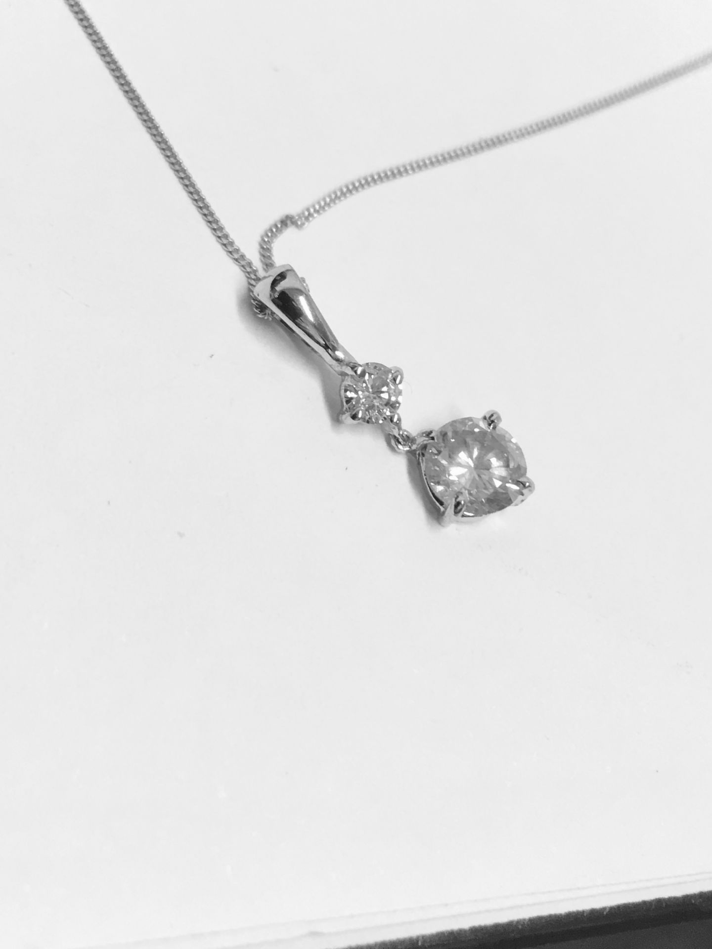 0.60ct diamond drop pendant set in 18ct white gold. 0.50ct on the bottom with 0.10ct on top. I-J - Image 3 of 5