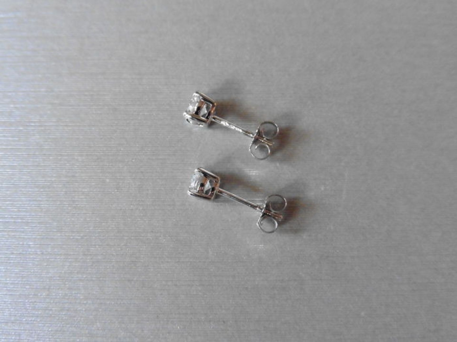 0.40ct Solitaire diamond stud earrings set with brilliant cut diamonds, SI2 clarity and I colour. - Image 3 of 3