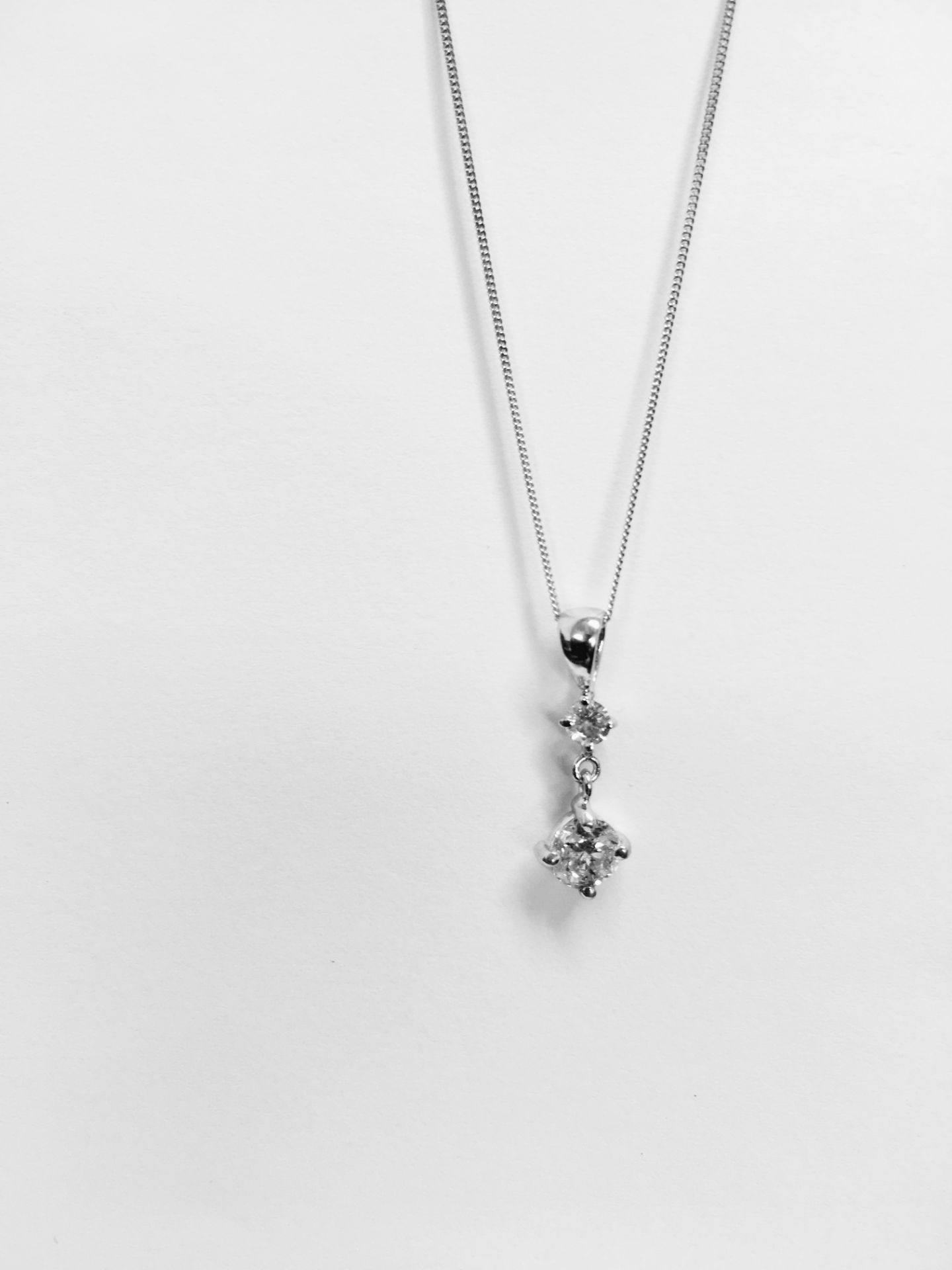 0.60ct diamond drop pendant set in 18ct white gold. 0.50ct on the bottom with 0.10ct on top. I-J - Image 4 of 5