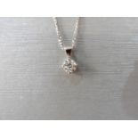 0.50ct diamond solitaire pendant set in 18ct gold. 4 claw setting, plain bale. Enhanced brilliant