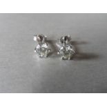 1.00ct Solitaire diamond stud earrings set with brilliant cut diamonds, SI3 clarity and H colour.