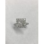 1.55ct diamond set solitaire ring set in 18ct. Princess cut diamond in the centre, I colourand I2