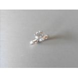 1.07ct diamond solitaire ring set in 18ct white gold. Brilliant cut diamond, H colour and I1