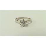 1.13ct diamond solitaire ring set in platinum. Brilliant cut diamond, H colour and I2 clarity. 6