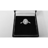 0.95ct diamond set solitaire ring set in platinum. Oval cut diamond, I colour and VS clarity,