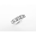 3.50ct diamond five stone ring. 5 x brilliant cut diamonds ( 0.70ct ) I colour and I1-2 clarity. 4