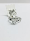 18ct Trillion cut diamond Halo ring,0.59ct h si grade Trillion cut,58 small diamonds 0.24ct h colour