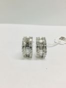 18ct white gol bagette and round diamond Hoop earrings,34 taper diamonds 1.43ct,32 round diamonds