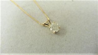 1.00ct diamond solitaire pendant. I colour, I2 clarity. Set in a 18ct yellow gold