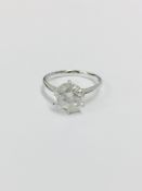 2.04ct diamond solitaire ring set in 18ct white gold. H colour and I1 clarity. High 4 claw