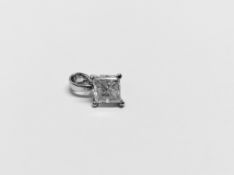 0.95ct princess cut diamond solitaire pendant. I colour, I2 clarity ( enhanced ). Set in a 18ct