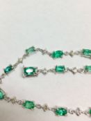 18ct white gold Emerald diamond bracelet ,6ct natural Zambian emerald,13x 0.04ct diamonds h colour