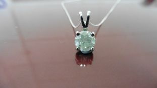 1ct diamond solitaire pendant set in platinum.Enhanced stone, I-J colour and P1 clarity. 4 claw