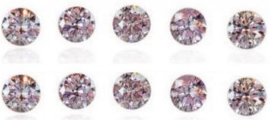 Set of 10 - 0.20 ct. Round Brilliant Diamonds -Fancy Light Pink / I UNTREATED