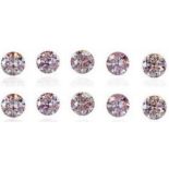 Set of 10 - 0.20 ct. Round Brilliant Diamonds -Fancy Light Pink / I UNTREATED