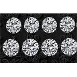 Set of 8 - 0.24 ct. Round Brilliant Diamonds - H - I / I UNTREATED