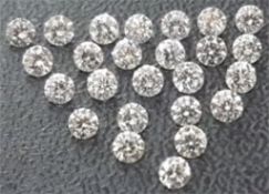 Set of 25 - 1.25 ct. Round Brilliant Diamond Lot - J - K / SI - I Untreated AFRICA