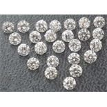 Set of 25 - 1.25 ct. Round Brilliant Diamond Lot - J - K / SI - I Untreated AFRICA