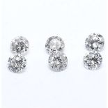 Set of 6 - 0.30 ct. Round Brilliant Diamonds - H - I / I UNTREATED