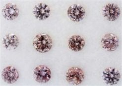 Set of 12 - 0.24 ct. Round Brilliant Diamonds - Fancy Light Pink / I UNTREATED