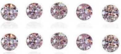 Set of 10 - 0.20 ct. Round Brilliant Diamonds - Fancy Light Pink / I UNTREATED