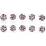 Set of 10 - 0.20 ct. Round Brilliant Diamonds -Fancy Light Pink / I UNTREATED