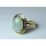9ct Gold Ring With Large Jade Stone