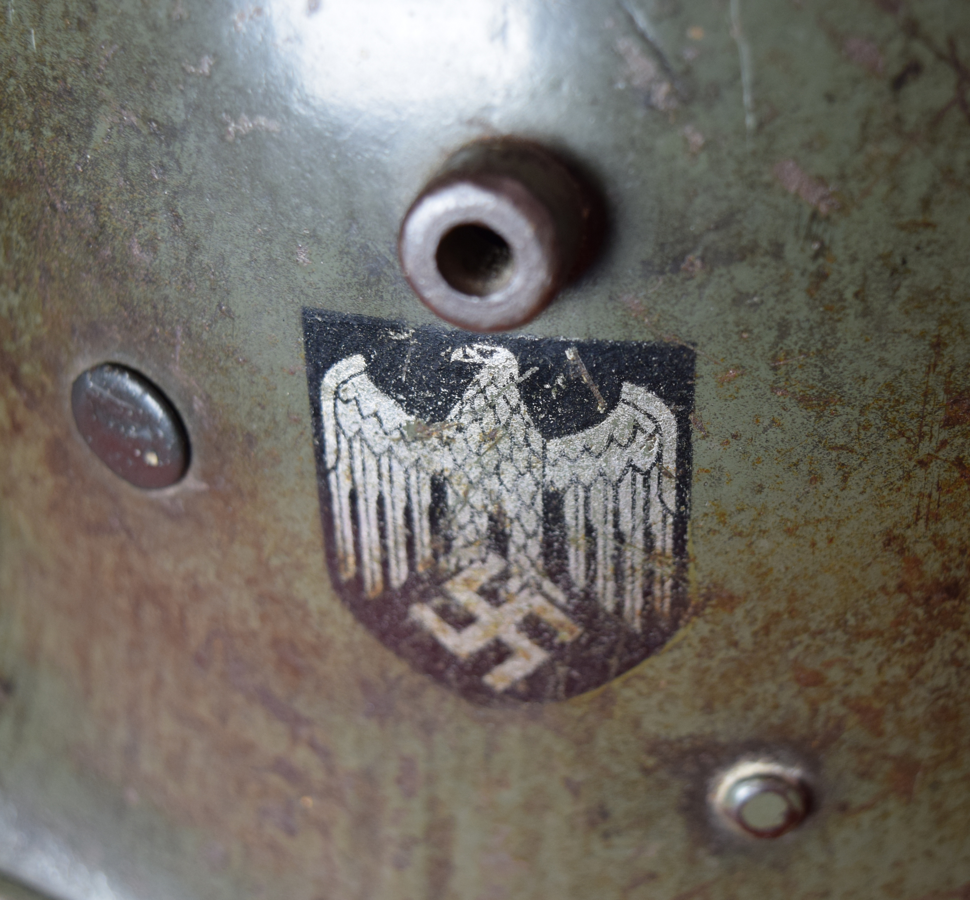 Early Austrian Helmet Converted to German WW2 with decal - Image 3 of 5