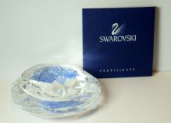Swarovski Crystal Container with tiny blue crystals inside. Complete with box