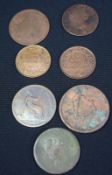 Collection of 7 Bronze - Copper Coins
