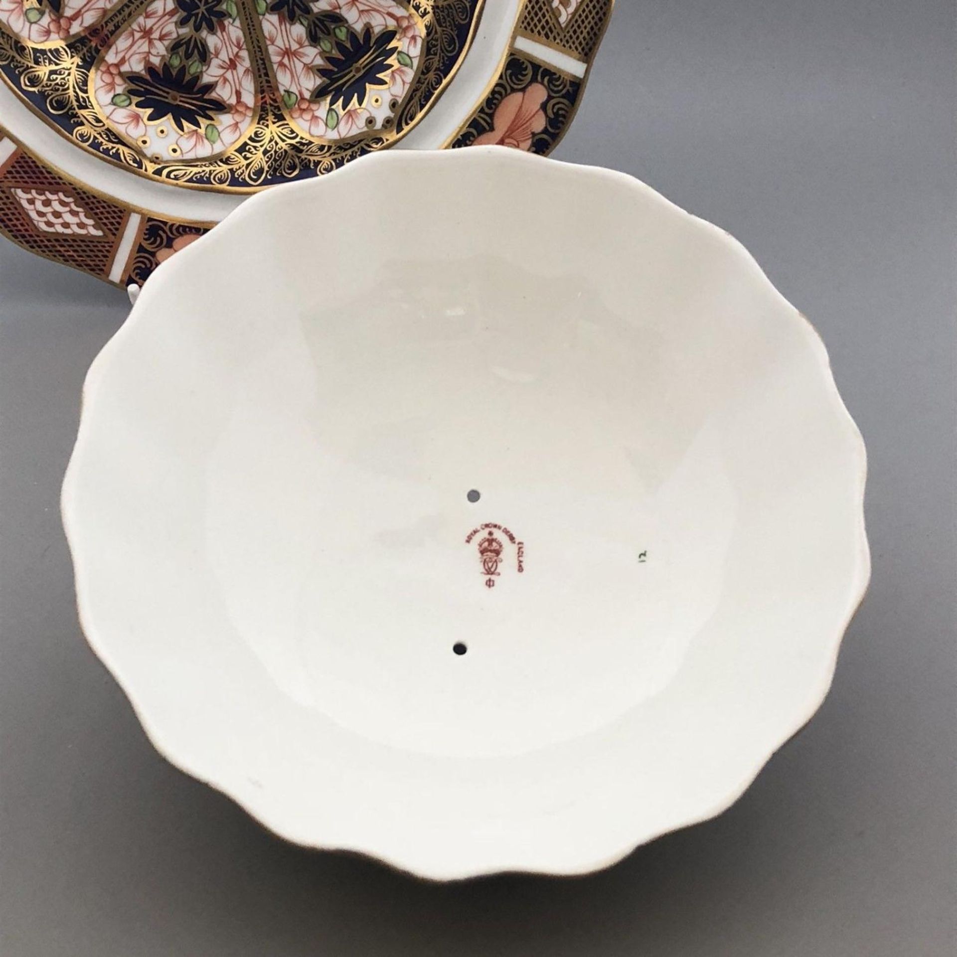 "Antique English Porcelain Muffin Dish Royal Crown Derby Imari Pattern 1128 Rare " - Image 5 of 12