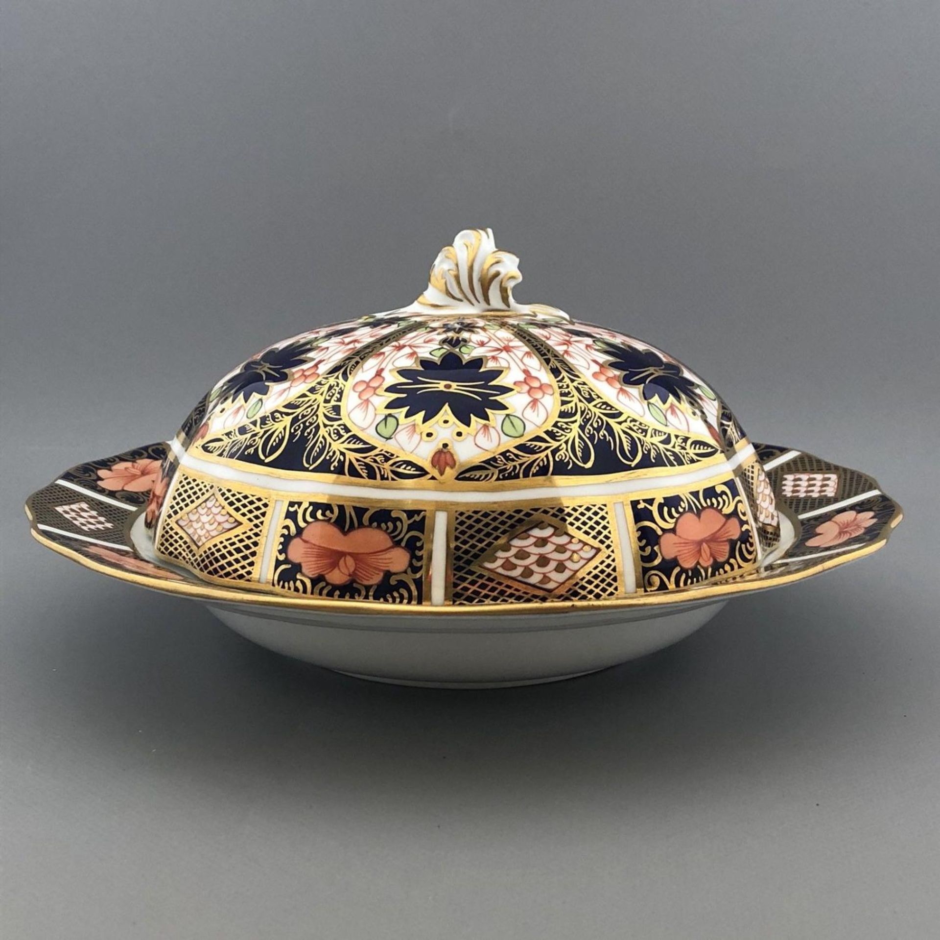 "Antique English Porcelain Muffin Dish Royal Crown Derby Imari Pattern 1128 Rare " - Image 2 of 12