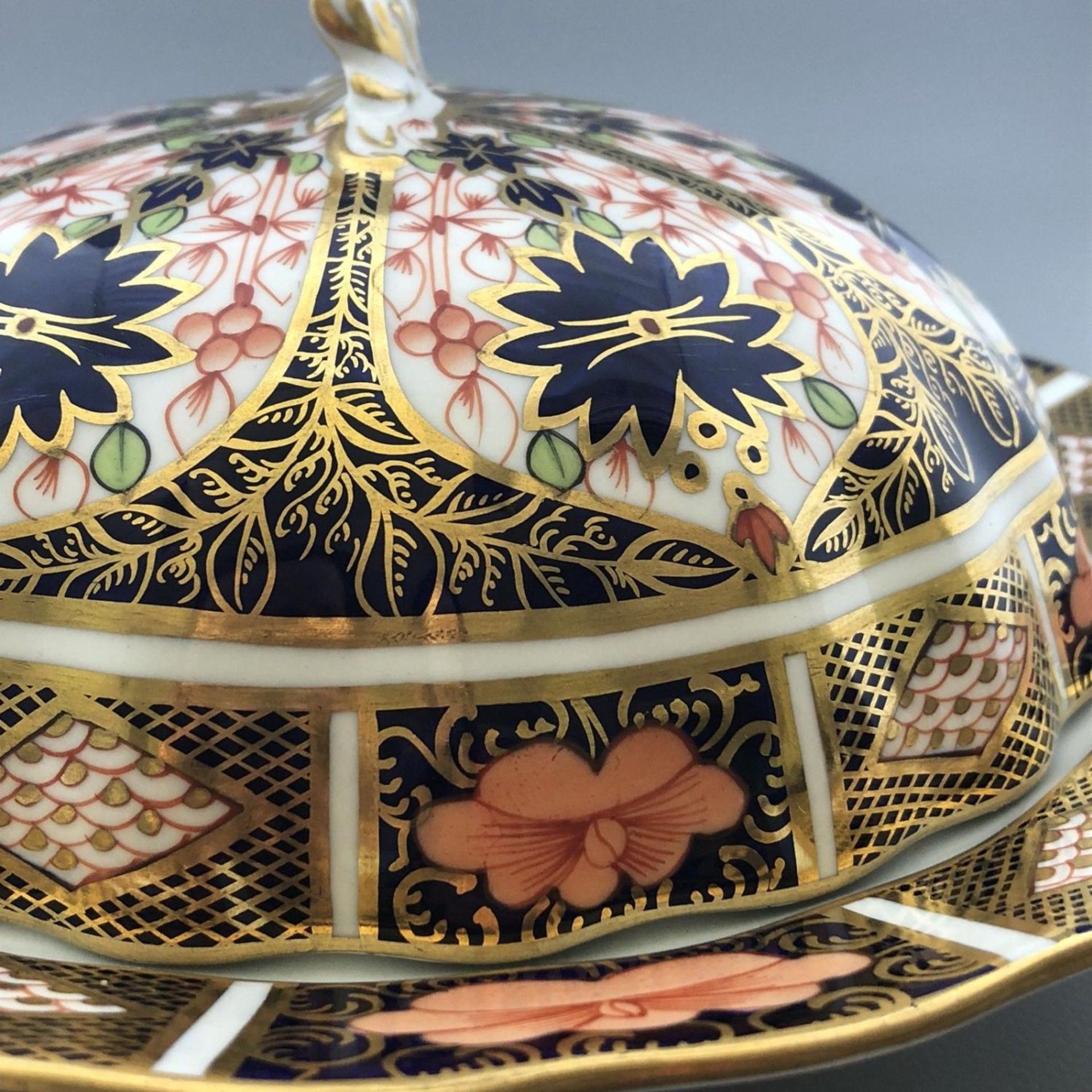 "Antique English Porcelain Muffin Dish Royal Crown Derby Imari Pattern 1128 Rare " - Image 11 of 12